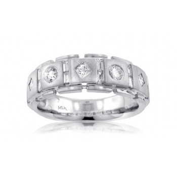 1.75 CT. TW Men's Round And Princess Diamond Wdding Band